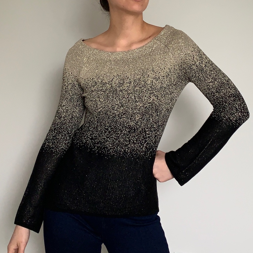 METALLIC OMBRE PULLOVER SWEATER